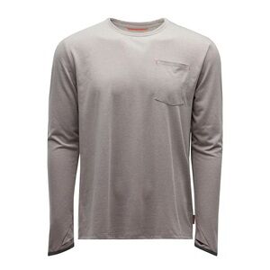 Grundens Men's Shorebreak Crew Long Sleeve Pocket T Shirt Skyrocket Gray Wicking
